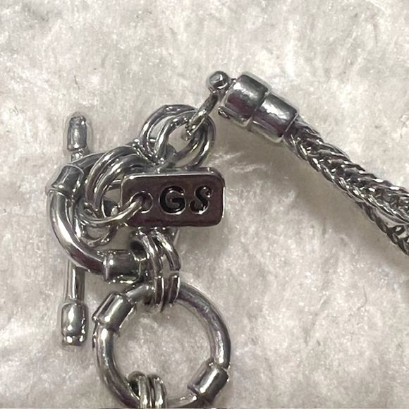 Ginger Snaps Silver Tone Multi Chain Bracelet Blue Rhinestone Snowflake Snap - Picture 8 of 8